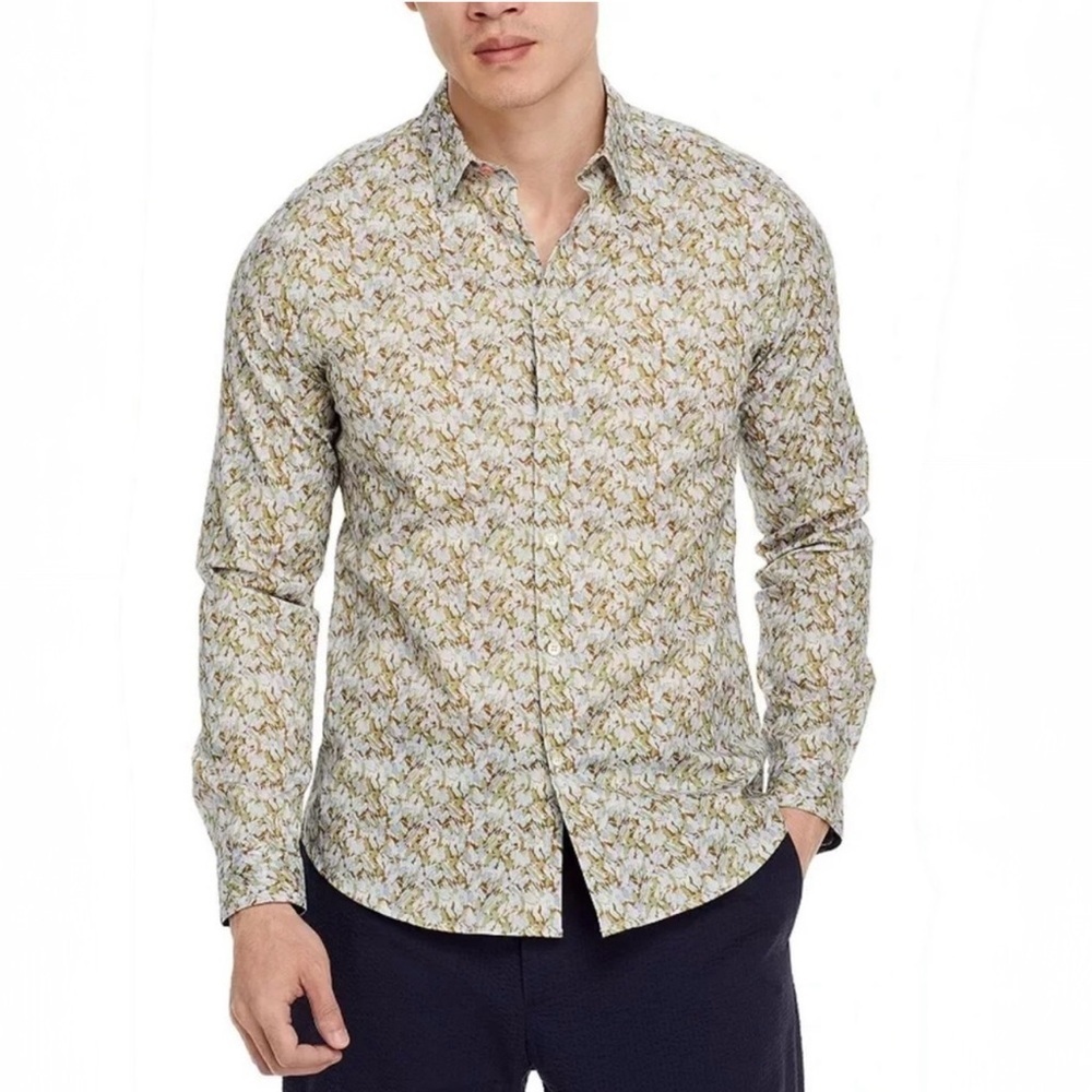 NWT Paul Smith Multi Print Super Slim Shirt Men Size M casual long sleeve collar